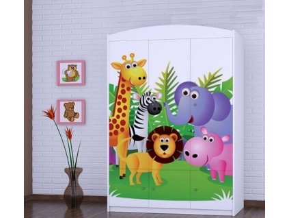 dětská šatní skříň sz10 s obrázkem veselá zvířátka (6)
