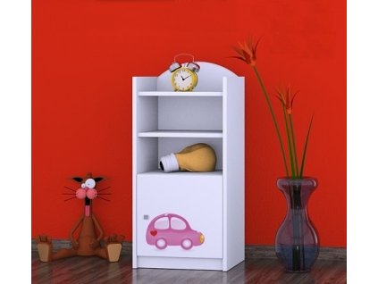dětský regál komoda rn02 s obrázkem růžové auto s balónky (2)