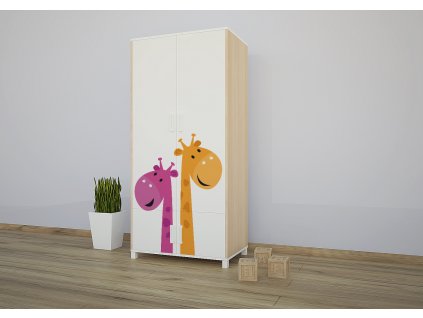 sz07a dětská šatní skříň s obrázkem žirafa (11)