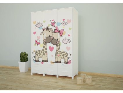 sz09 dětská šatní skříň s obrázkem zamilované žirafky (1)
