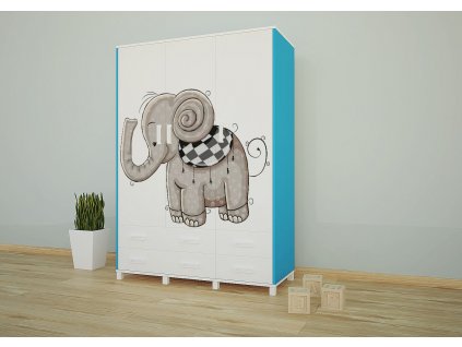 sz09 dětská šatní skříň s obrázkem slon (9)