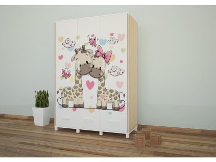 sz11 dětská šatní skříň s obrázkem zamilované žirafky (10)