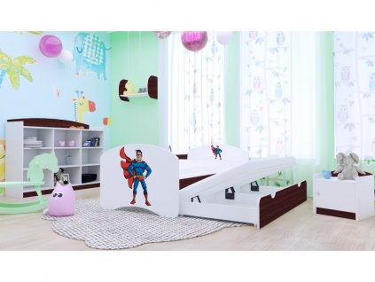 dětská postel pro dvě děti superman wenge