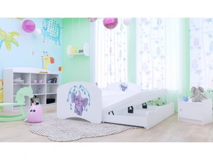 dětská postel pro dvě děti šťastný sloník bílá