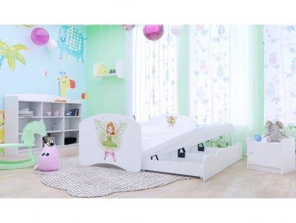 dětská postel pro dvě děti zelená čarodějka bílá