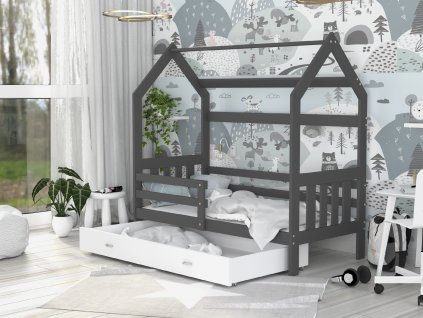 dětská postel domeček šedá s úložným prostorem (12)