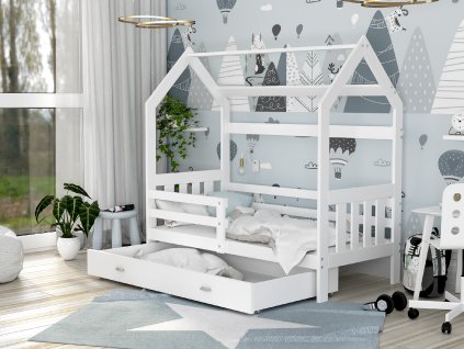 dětská postel domeček bílá s úložným prostorem (5)