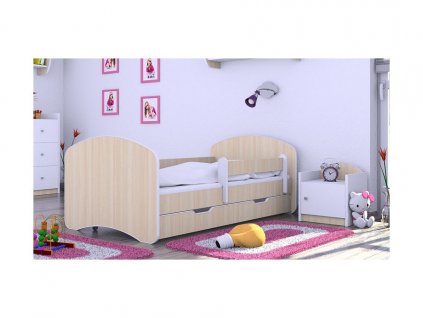 dětská postel bez obrázku s úložným prostorem světlá hruška