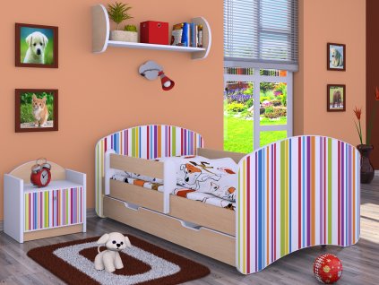 dětská postel s obrázkem barevné proužky (5)
