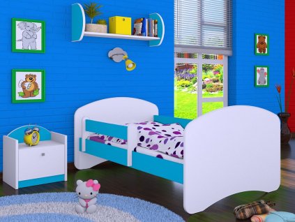 dětská postel bez obrázku modrá
