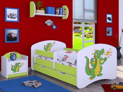 dětská postel se zábranou obrázkem drak dino (4)