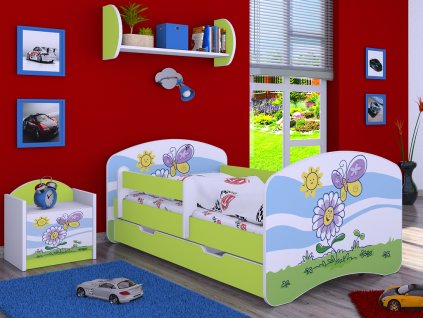 dětská postel s obrázkem kytka a motýl (2)