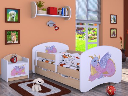dětská postel s obrázkem růžový dráček svetpokoju