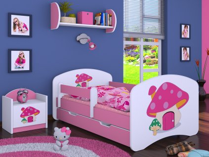 dětská postel s obrázkem růžový hříbek svetpokoju