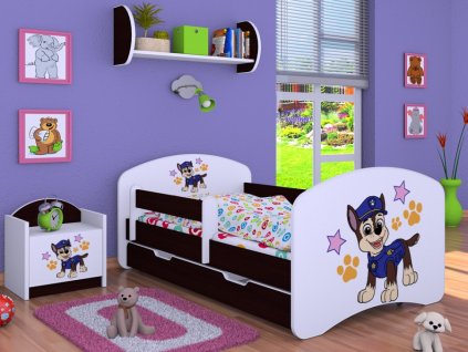 dětská postel s obrázkem a úložným prostorem pes policista wenge svetpokoju