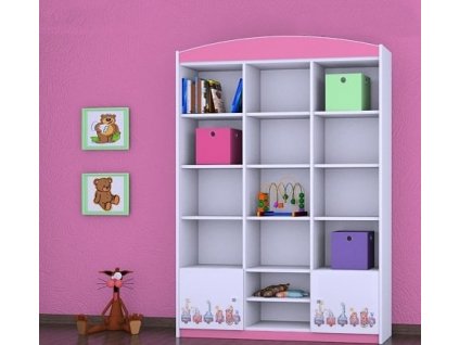 dětský regál s obrázkem pastelová zvířátka rw16 růžová