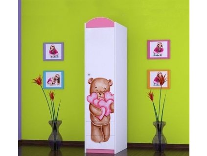 dětská skříň s obrázkem zvířátka se srdcem sz01 růžová