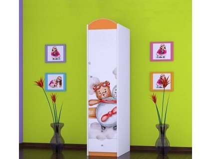 dětská skříň s obrázkem medvídek a králíček v letadle sz01 oranžová