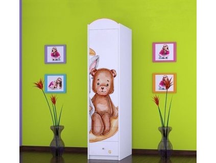 dětská skříň s obrázkem králík a medvěd sz01 bílá
