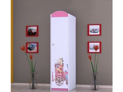 dětská skříň s obrázkem pastelová zvířátka sz02 růžová