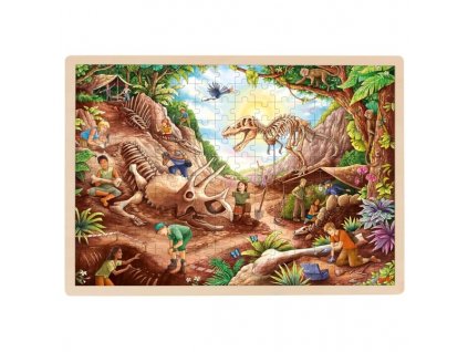dřevěné puzzle dinosauři vykopavky 192 dílů goki 57395