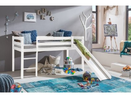 detska-vyvysena-postel-se-skluzavkou-bila