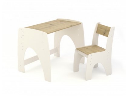 detský stul s nastavitelnou deskou a zidli dub artisan