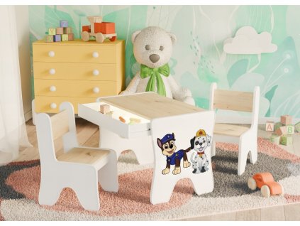 detsky stul s obrazkem dva pejsci 2 zidle dub artisan