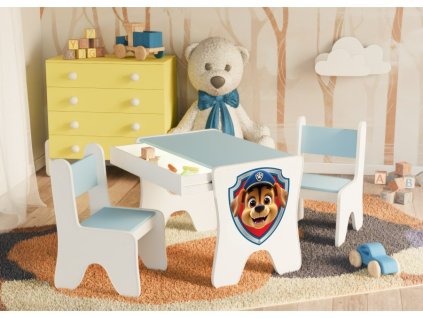 detsky stul s obrazkem pejsek 2 zidle modra