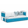Dětská postel s přistýlkou bílá modrá