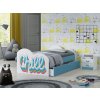 15 dětská postel s obrázkem a úložným prostorem chill modrá