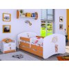 dětská postel s obrázkem a úložným prostorem medvídek se zlatými balóny oranžová svetpokoju