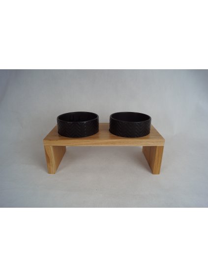 Stojan na 2 keramické misky pro psa GASTON MONO (1 ST Zvolte typ dřeviny nebo odstín Bílá (odstín), ST MONO misky (rozměry) miska 16cm (40 x 20cm), ST Výška stojánku MONO 15cm (malé plemeno))