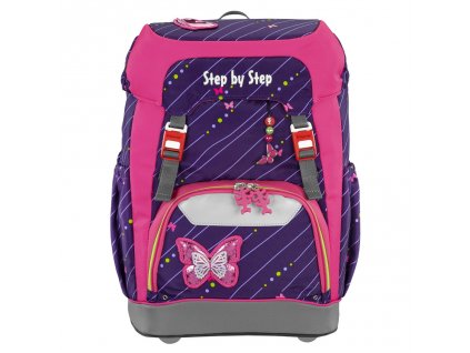 Školní batoh Step by Step GRADE Třpytivý motýl + LED čelovka + Desky na sešity