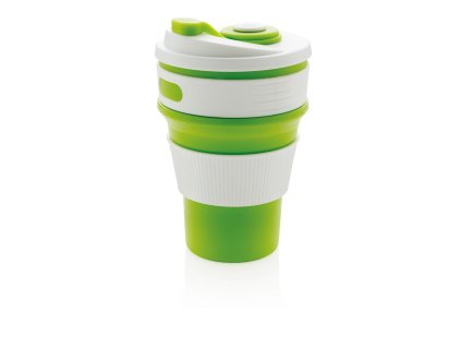 XD Design Skládací silikonový hrnek - zelený/biely, XD-P432.607