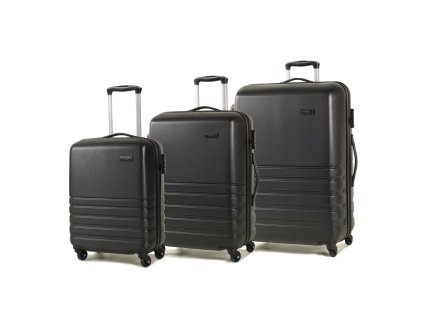 Sada cestovných kuforů ROCK TR-0169/3 ABS - čierna, RB-TR-0169/3_BLACK