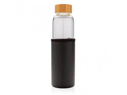 XD Design Skleněná láhev na vodu s ochranným rukávcem, 550 ml čierna