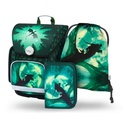 BAAGL SET 3 Ergo Drak: aktovka, peračník, vrecúško