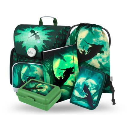 BAAGL SET 5 Ergo Drak: aktovka, peračník, vrecúško, dosky, box