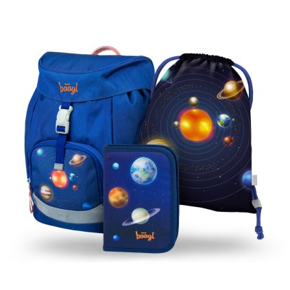 BAAGL SET 3 Airy Planety: aktovka, peračník, vrecúško