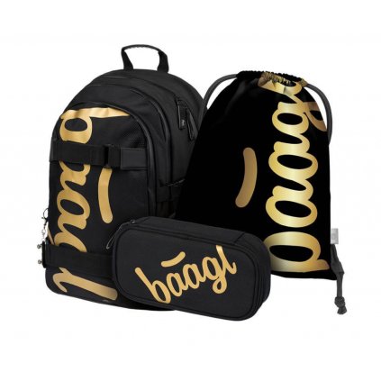 BAAGL SET 3 Skate Gold: batoh, peračník a vrecúško
