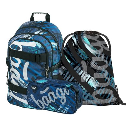 BAAGL SET 3 Skate Struktury: batoh, peračník, vrecúško