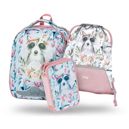 BAAGL SET 3 Shelly Mýval: aktovka, peračník, vrecúško