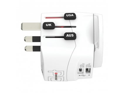 SKROSS cestovný adaptér PRO Light USB AC30PD World, 7A max., USB A+C, PD 30W, UK+USA+Austrálie/Čína