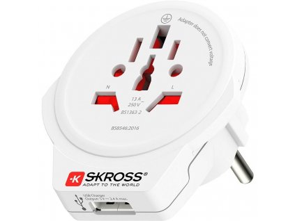 SKROSS cestovný adaptér SKROSS Europe USB pro cizince v ČR, vč. 1x USB 2400mA