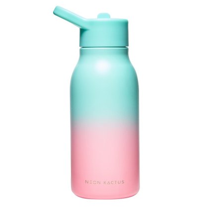Neon Kactus detská nerezová fľaša 340 ml - tyrkysovo-ružová