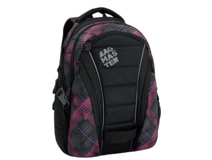 Bagmaster BAG 6 E BLACK/PINK/VIOLET Dívčí studentský batoh + LED Svítilna