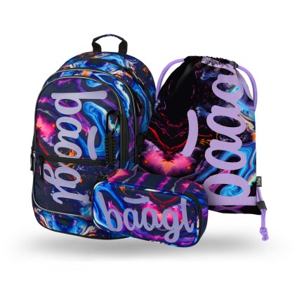 BAAGL 3 SET Core Marble: batoh, peračník, vrecko