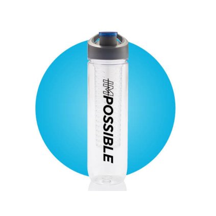 Fľaša s košíkom na ovocie Impossible, 800 ml, Loooqs, číra/sivá/modrá