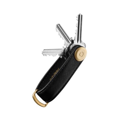 Orbitkey Kožená kľúčenka 2.0 Saffiano - Liquorice Black  + Orbitkey Multitool náradie Zadarmo